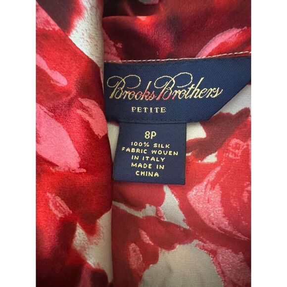 Brooks Brothers 100% Silk Floral Blouse Tie Artsy Romantic Cottage Core Sz 8 - Picture 6 of 6